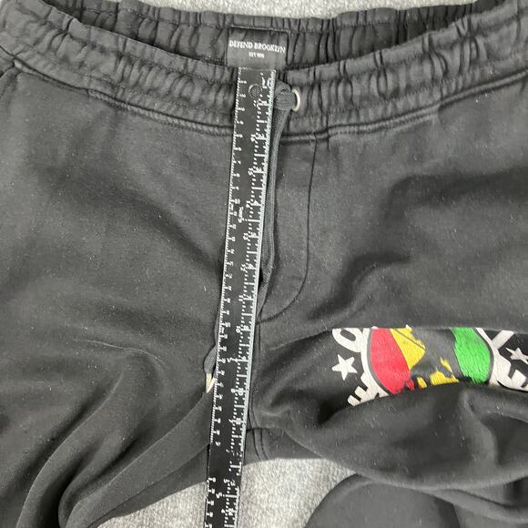 Defend Brooklyn Sweatpants Mens 2XL Black One Love Graphic Jogger Rasta Style - Picture 4 of 10